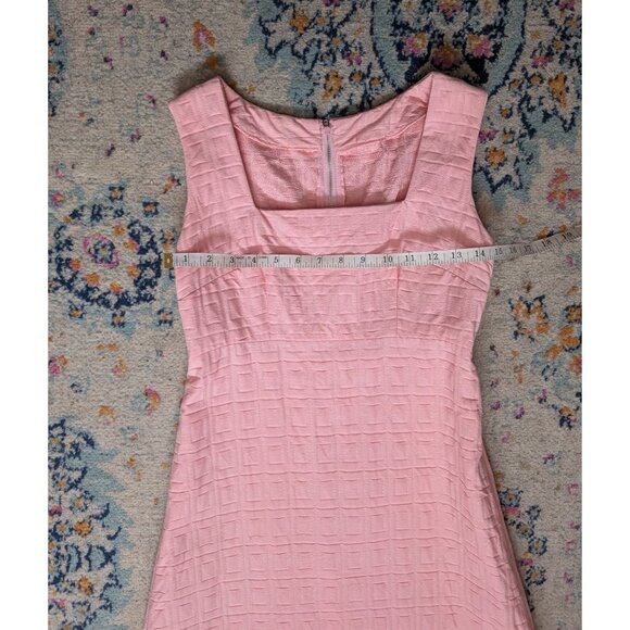 Vintage 60's Handmade Pink Textured Sleeveless Square Neck Maxi Dress - Picture 6 of 8